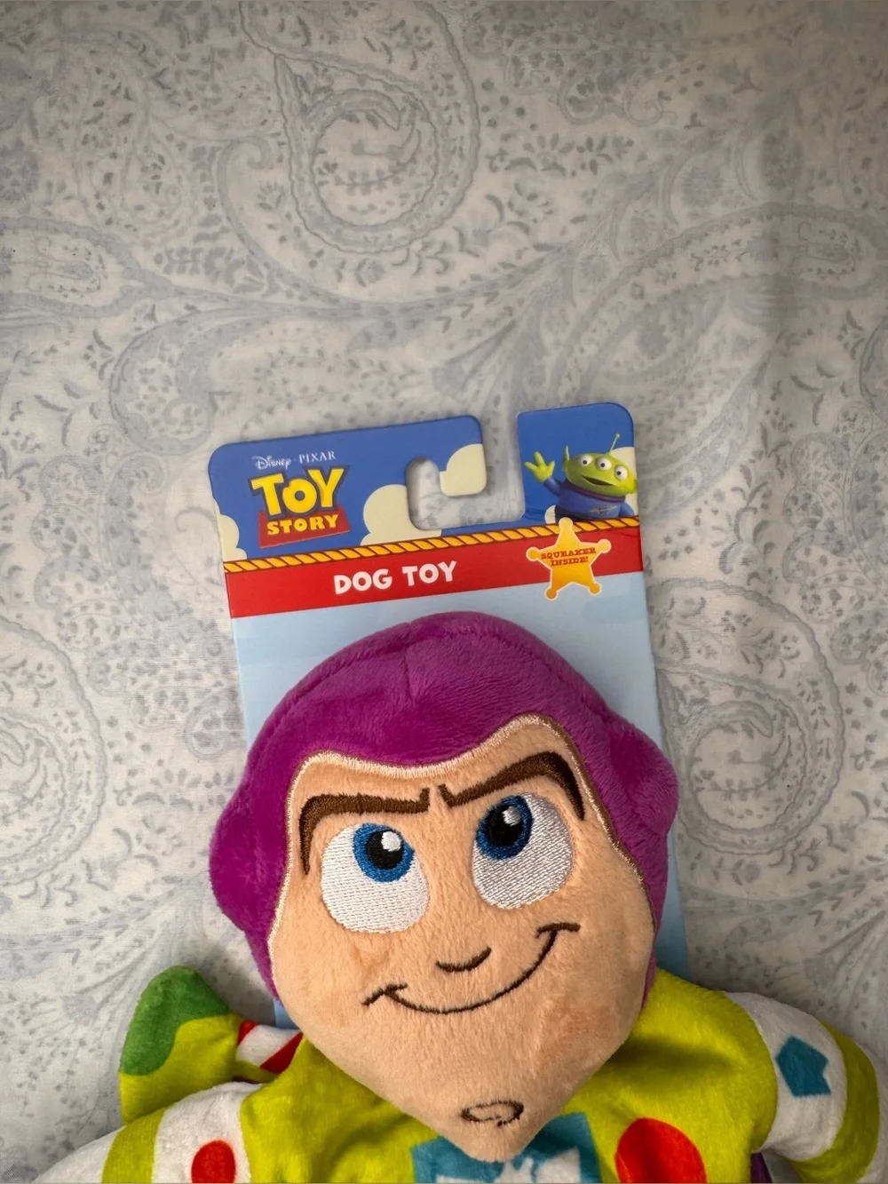 Disney Buzz Lightyear Plush Dog Toy - White, Green & Purple